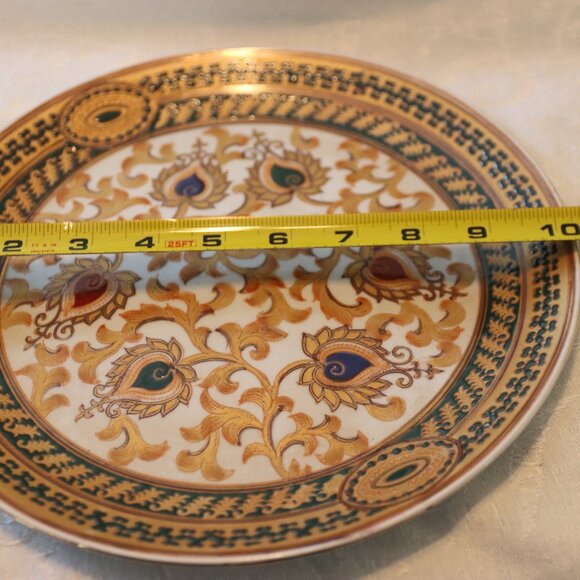 Beautiful Vintage Decorative Plate By Oriental Accent Raised jewels 10in. - Picture 7 of 10